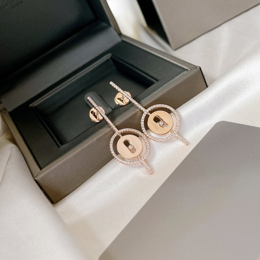 Messika Lucky Move Arrow Pink Gold Cubic Zirconia Earrings