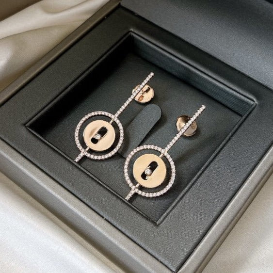 Messika Lucky Move Arrow Pink Gold Cubic Zirconia Earrings