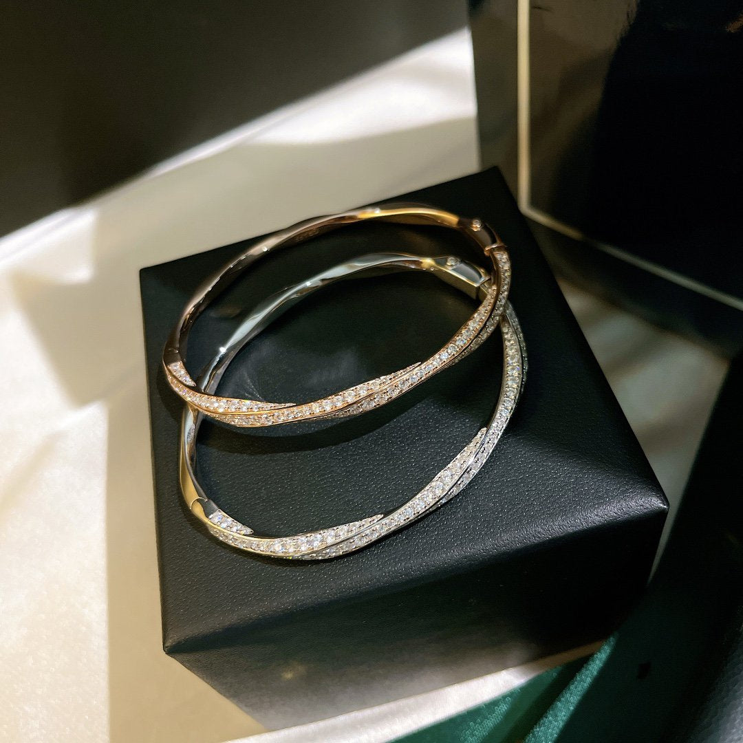 Graff Spiral Paved Cubic Zirconia Bangle Bracelet
