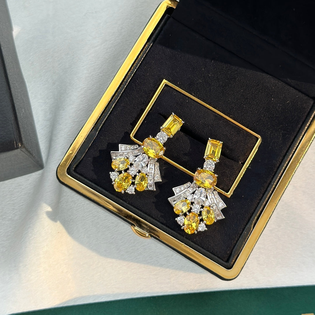 Graff Gra Silver Yellow Diamond Earrings