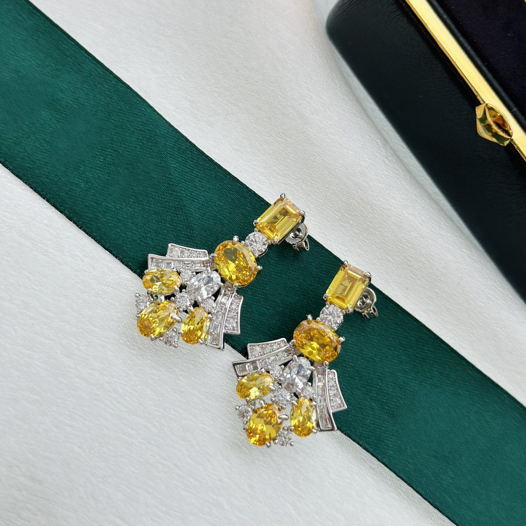 Graff Gra Silver Yellow Diamond Earrings