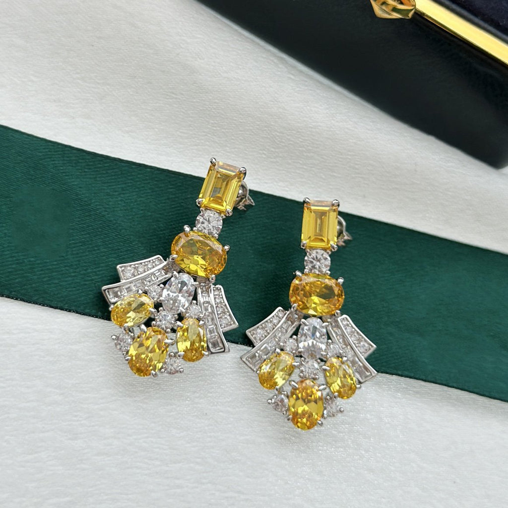 Graff Gra Silver Yellow Diamond Earrings