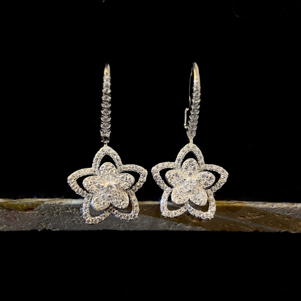 Graff Wild Flower Silver Diamond Earrings