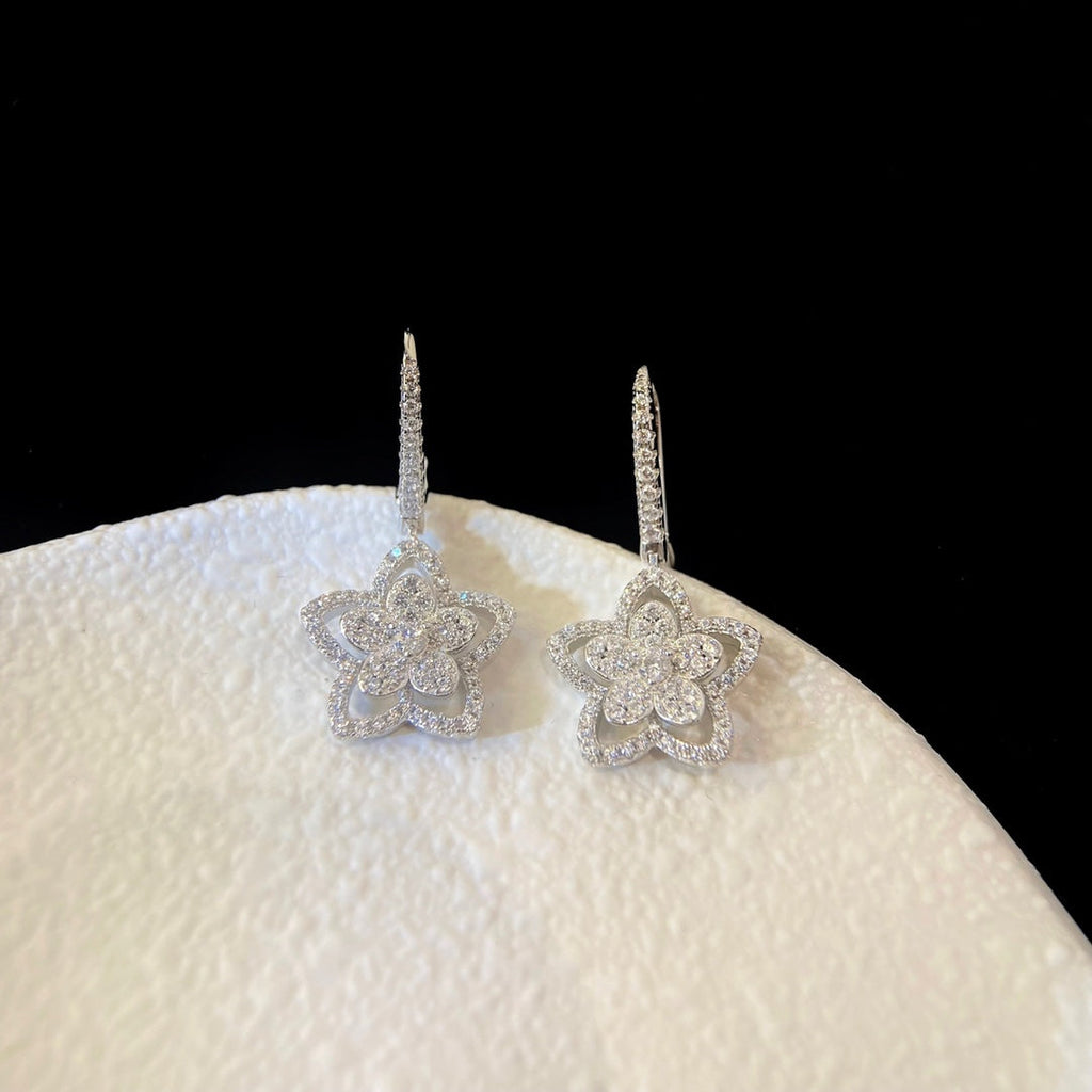 Graff Wild Flower Silver Diamond Earrings