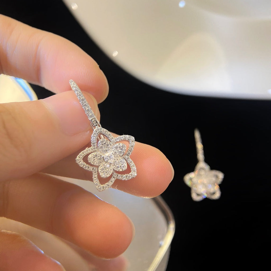 Graff Wild Flower Silver Diamond Earrings