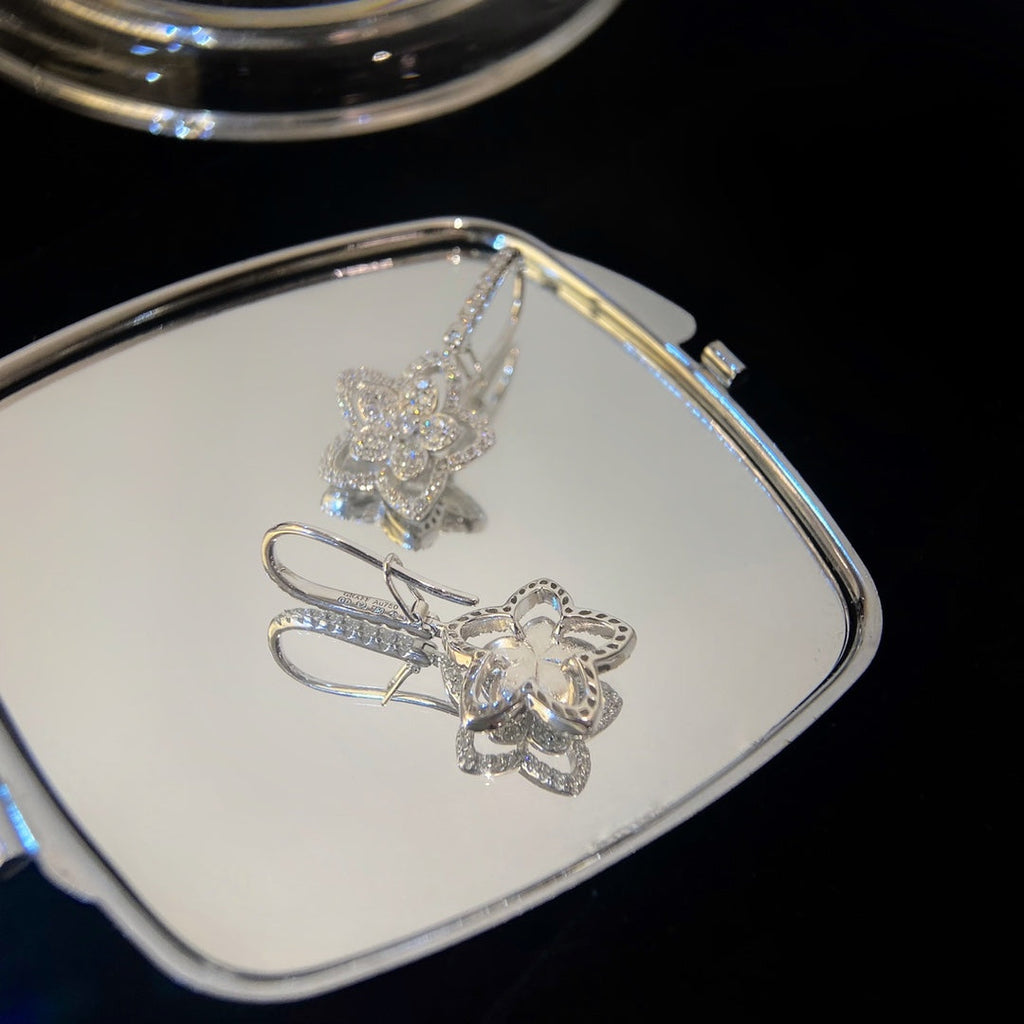 Graff Wild Flower Silver Diamond Earrings