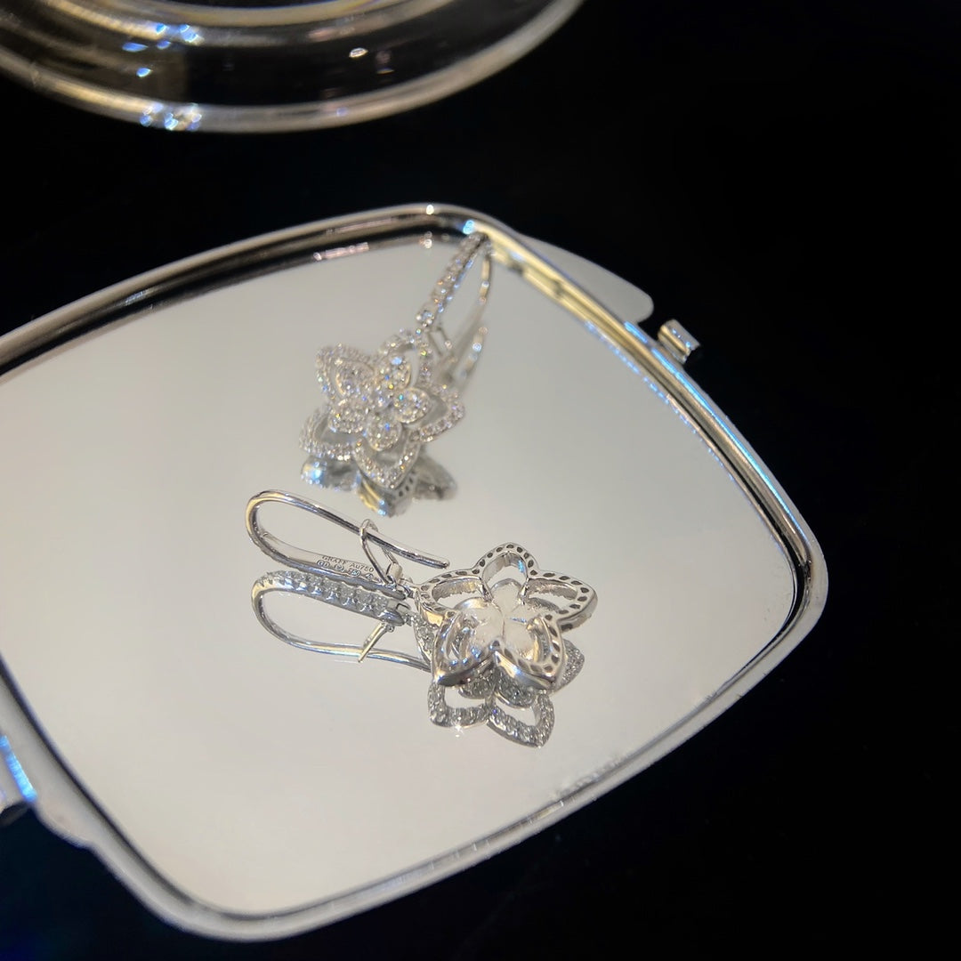 Graff Wild Flower Silver Diamond Earrings