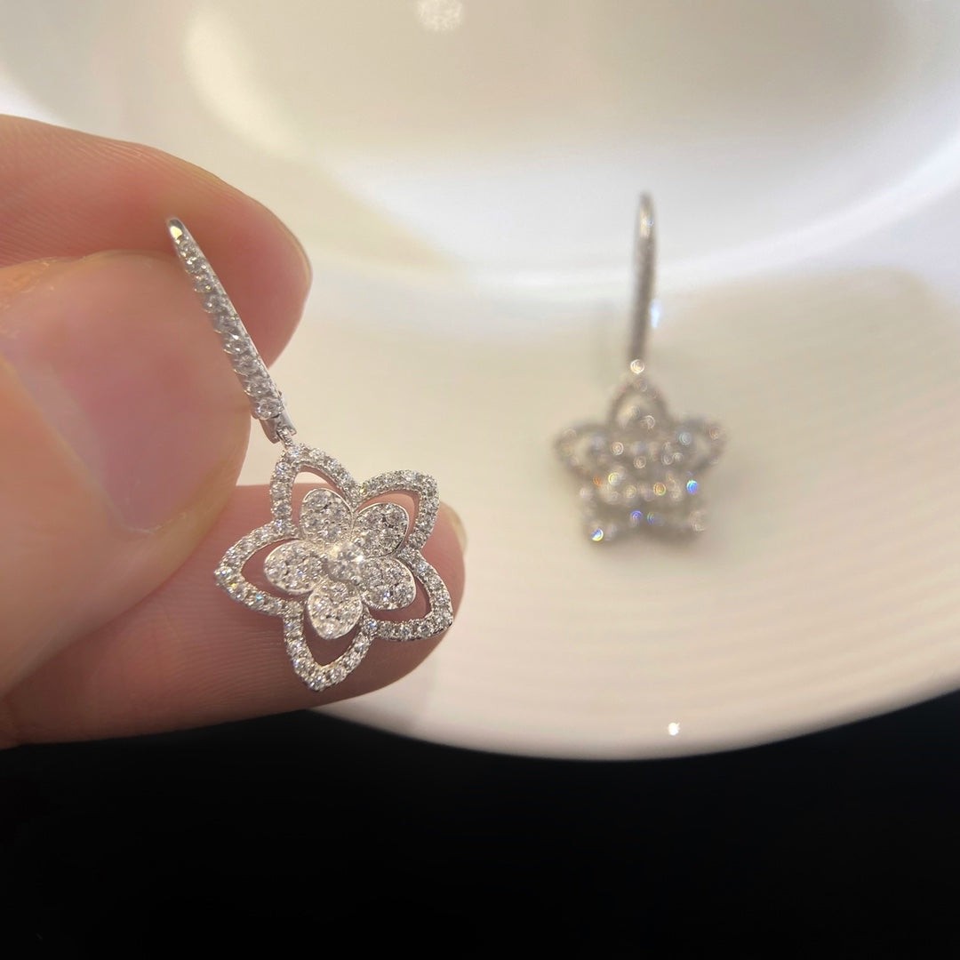 Graff Wild Flower Silver Diamond Earrings