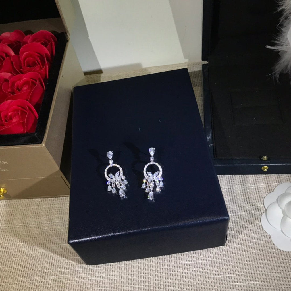 Graff Butterfly Chandelier Classic Silver Diamond Earrings