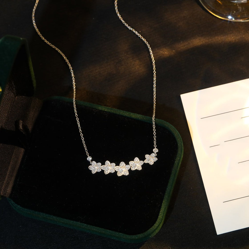 Graff Wild Flower Silver Cubic Zirconia Line Necklace