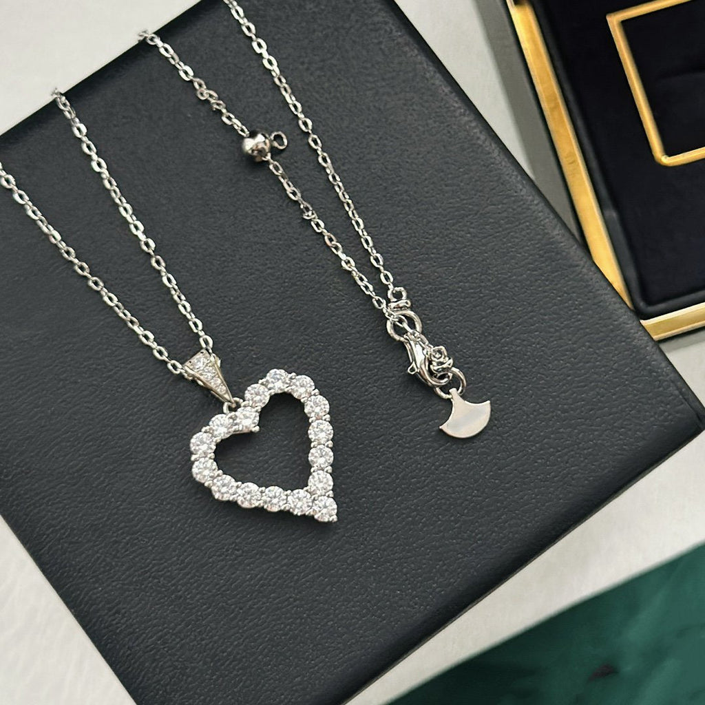 Graff Heart Silhouette Silver Cubic Zirconia Necklace