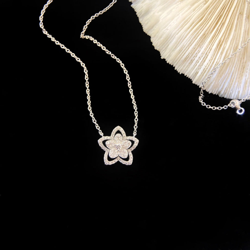 Graff Wild Flower Silver Cubic Zirconia Necklace