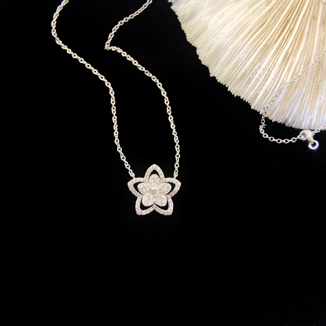 Graff Wild Flower Silver Cubic Zirconia Necklace