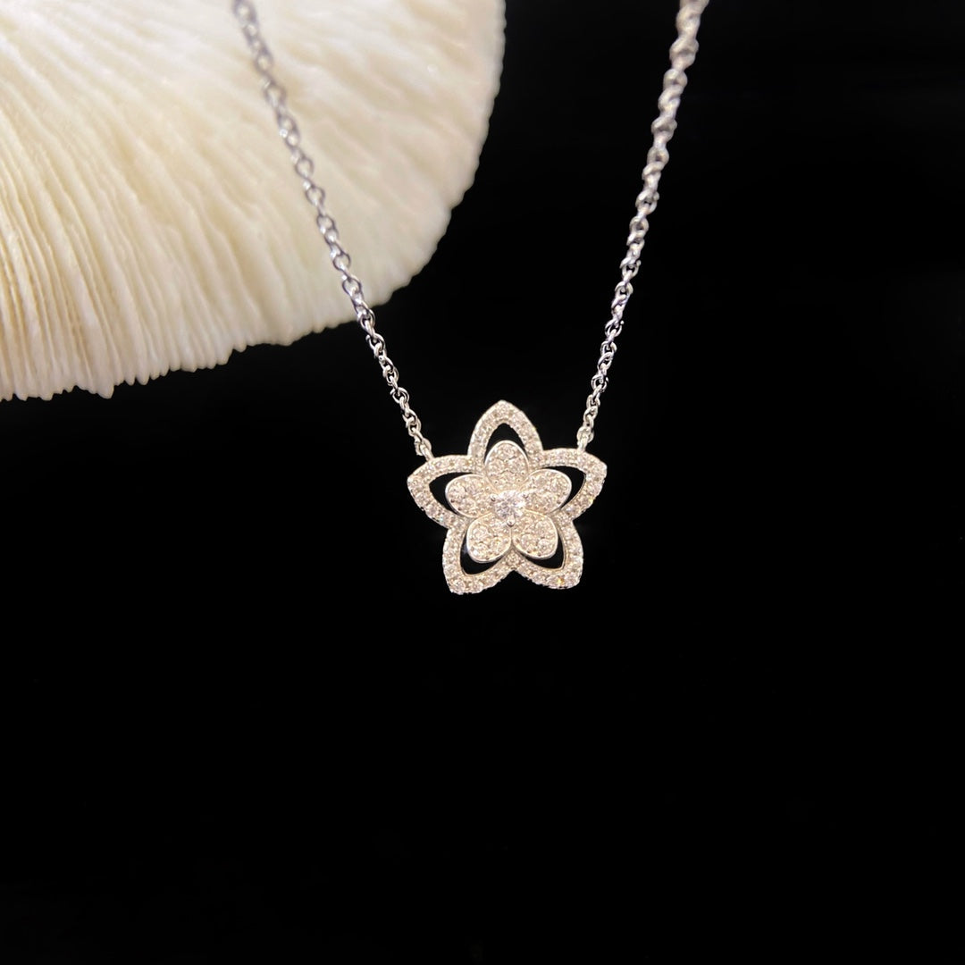 Graff Wild Flower Silver Cubic Zirconia Necklace