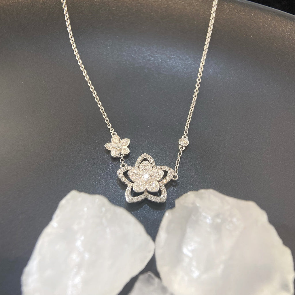 Graff Wild Flower Double Silver Cubic Zirconia Necklace
