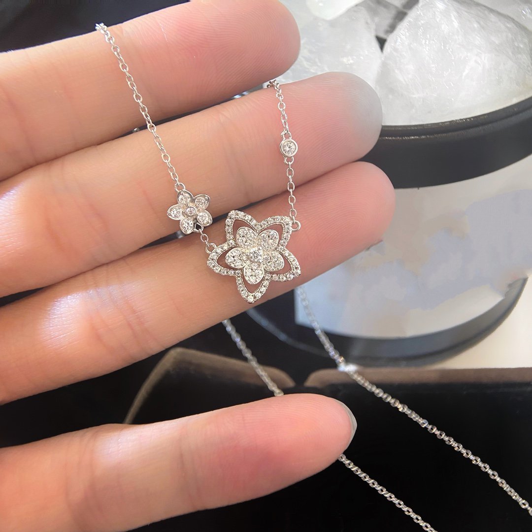 Graff Wild Flower Double Silver Cubic Zirconia Necklace