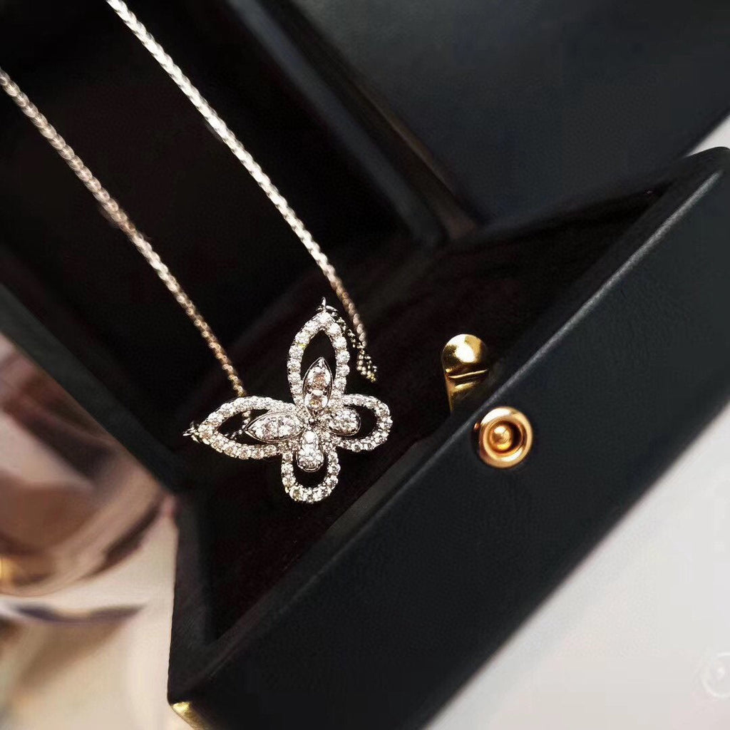 Graff Butterfly Silhouette Silver Cubic Zirconia Necklace