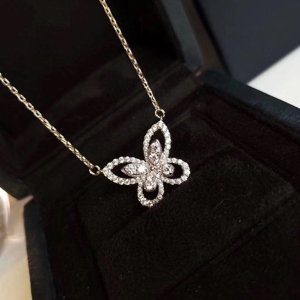 Graff Butterfly Silhouette Silver Cubic Zirconia Necklace