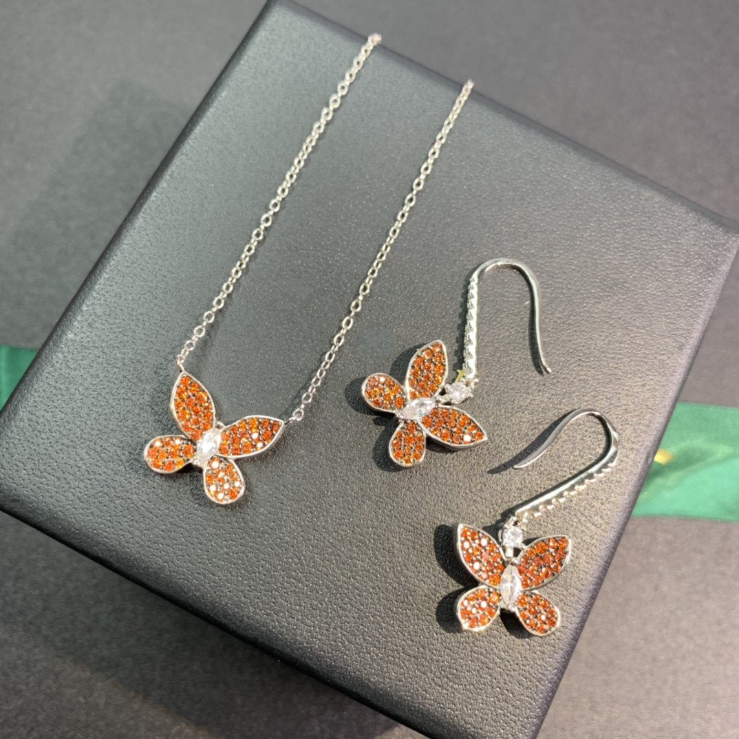 Graff Butterfly Orange Cubic Zirconia Paved Necklace