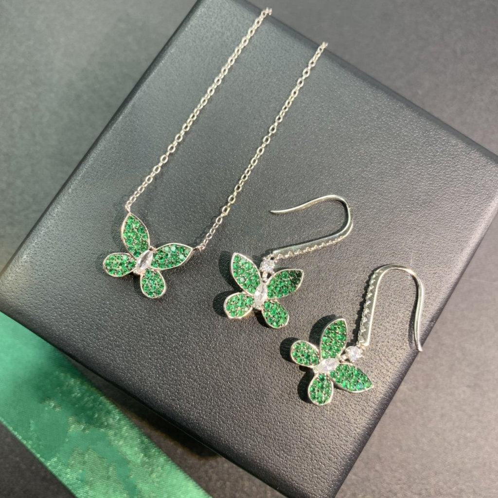 Graff Butterfly Green Cubic Zirconia Paved Necklace
