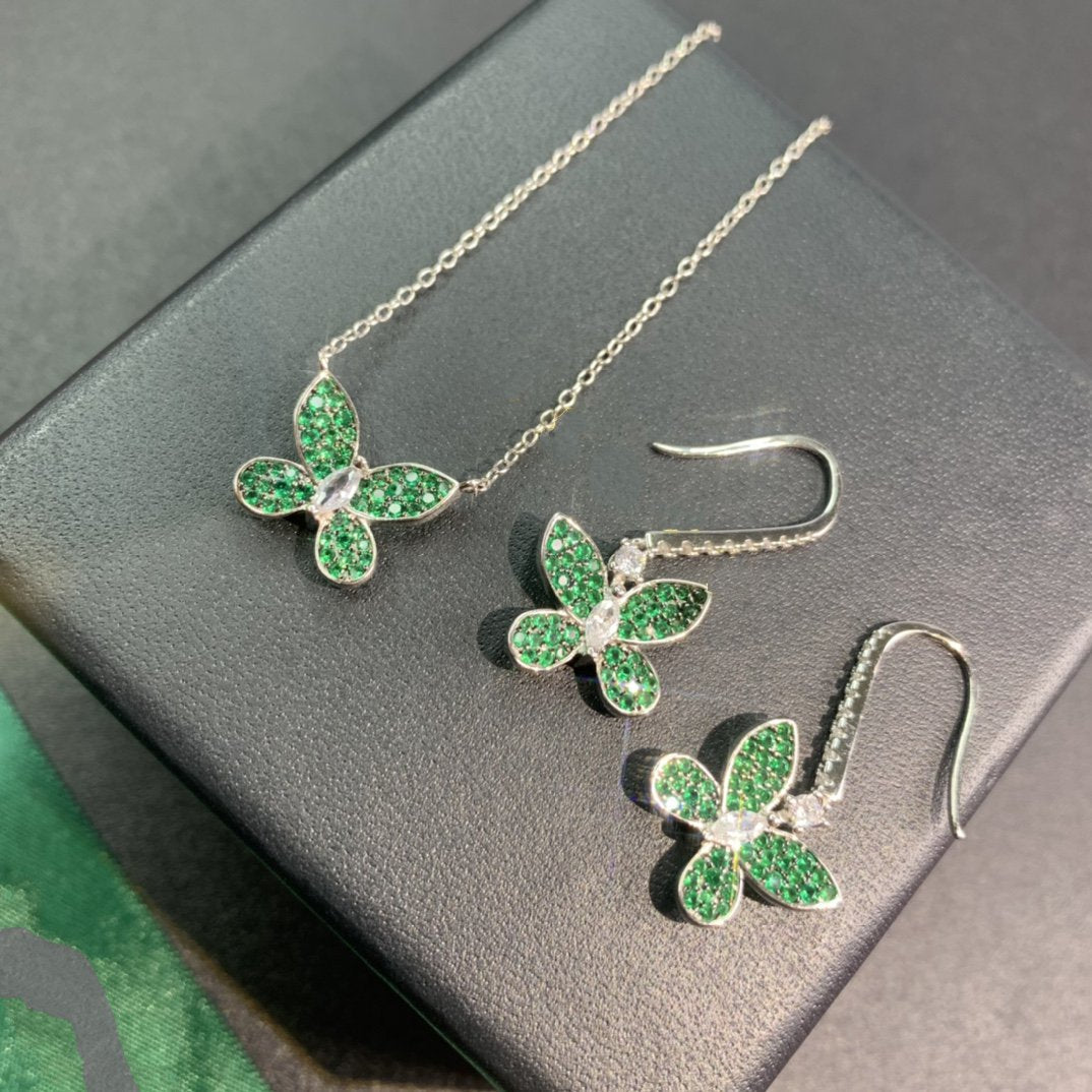 Graff Butterfly Green Cubic Zirconia Paved Necklace