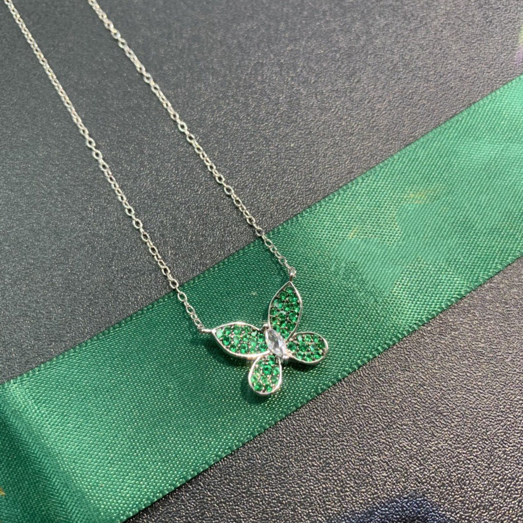Graff Butterfly Green Cubic Zirconia Paved Necklace