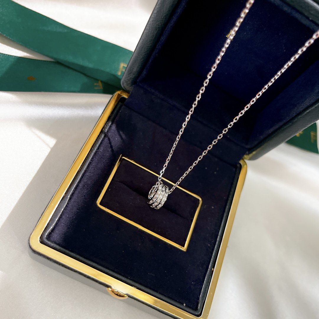 Graff Laurence Signature Triple Paved Silver Cubic Zirconia Necklace