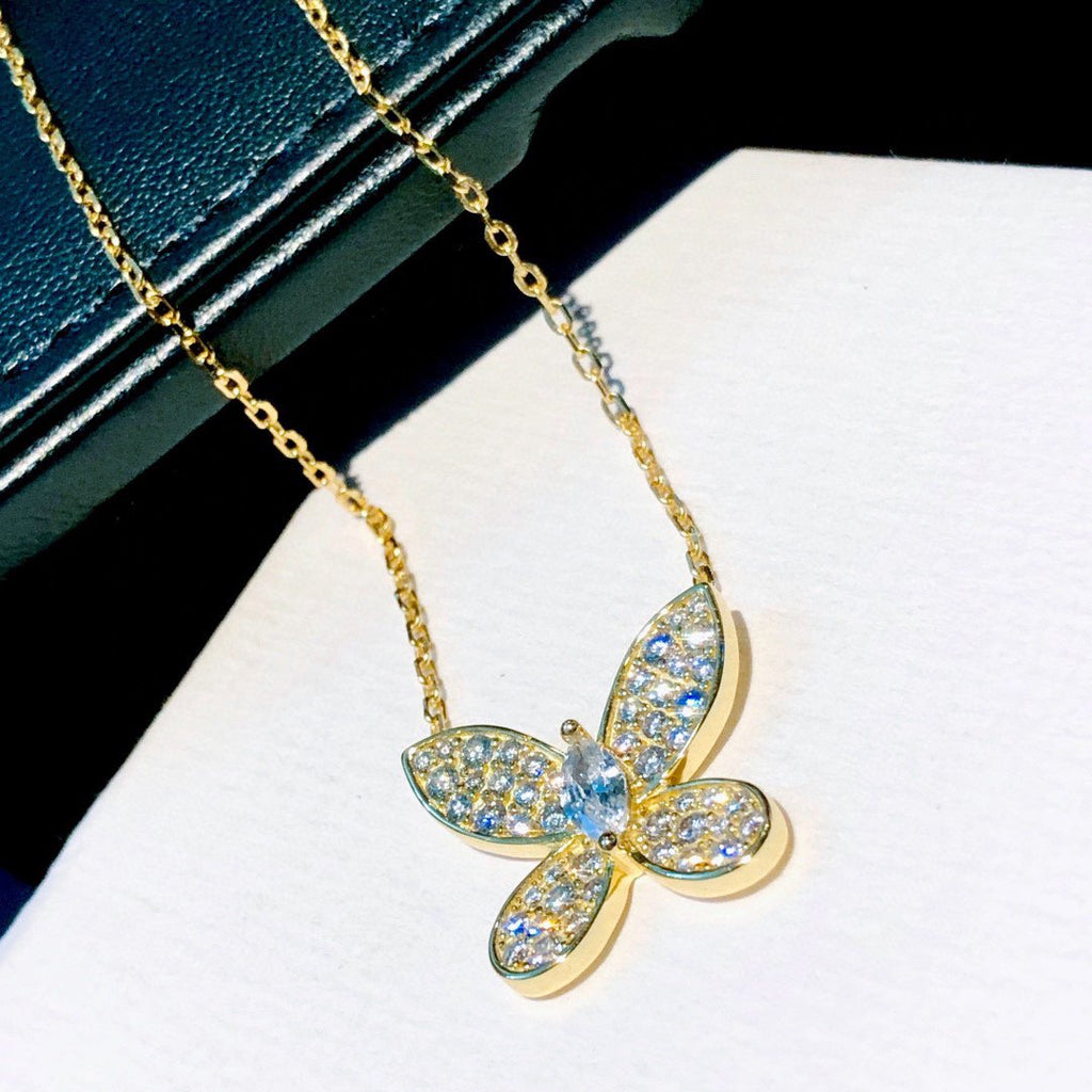 Graff Butterfly Gold Cubic Zirconia Paved Necklace