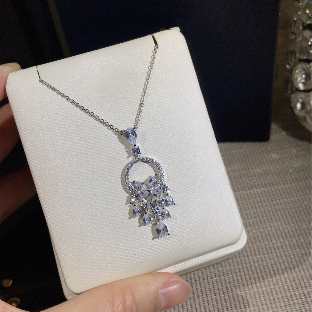 Graff Butterfly Chandelier Classic Silver Cubic Zirconia Necklace