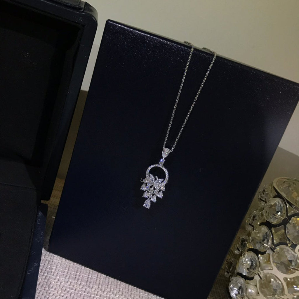 Graff Butterfly Chandelier Classic Silver Cubic Zirconia Necklace