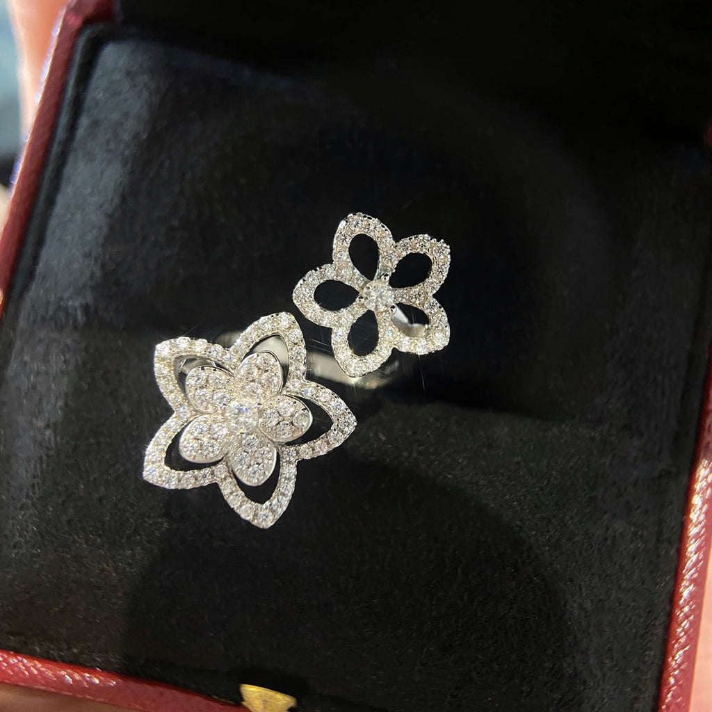 Graff Wild Flower Double Silver Cubic Zirconia Ring