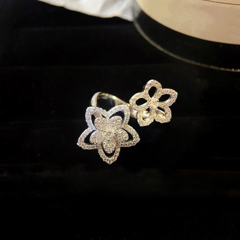 Graff Wild Flower Double Silver Cubic Zirconia Ring