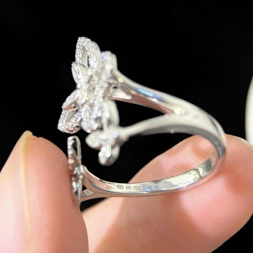 Graff Triple Butterfly Silhouette Silver Cubic Zirconia Ring