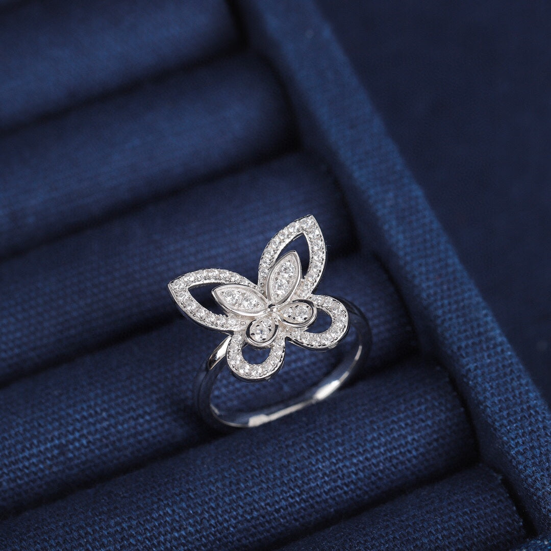 Graff Butterfly Silhouette Silver Cubic Zirconia Ring