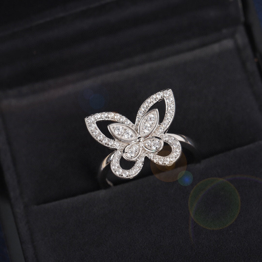 Graff Butterfly Silhouette Silver Cubic Zirconia Ring
