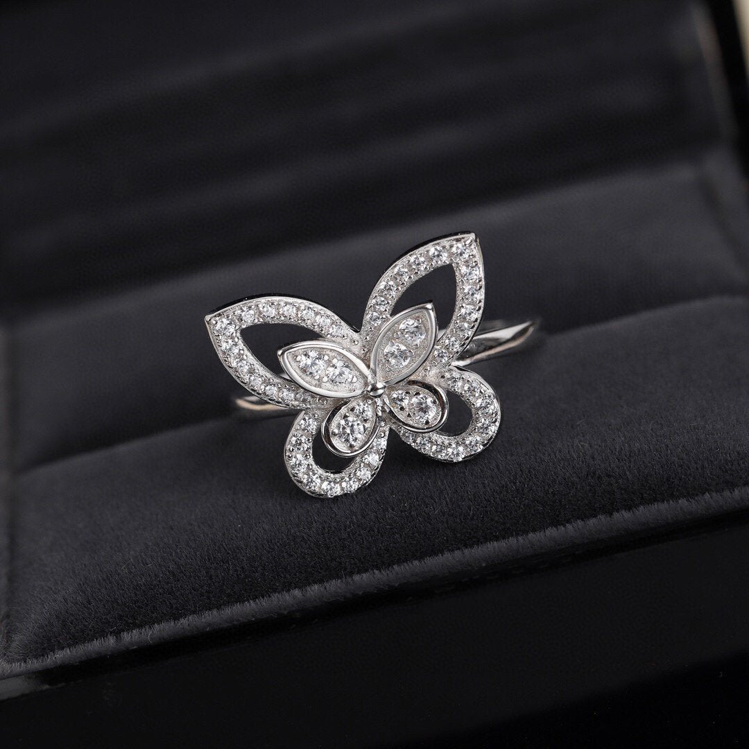 Graff Butterfly Silhouette Silver Cubic Zirconia Ring