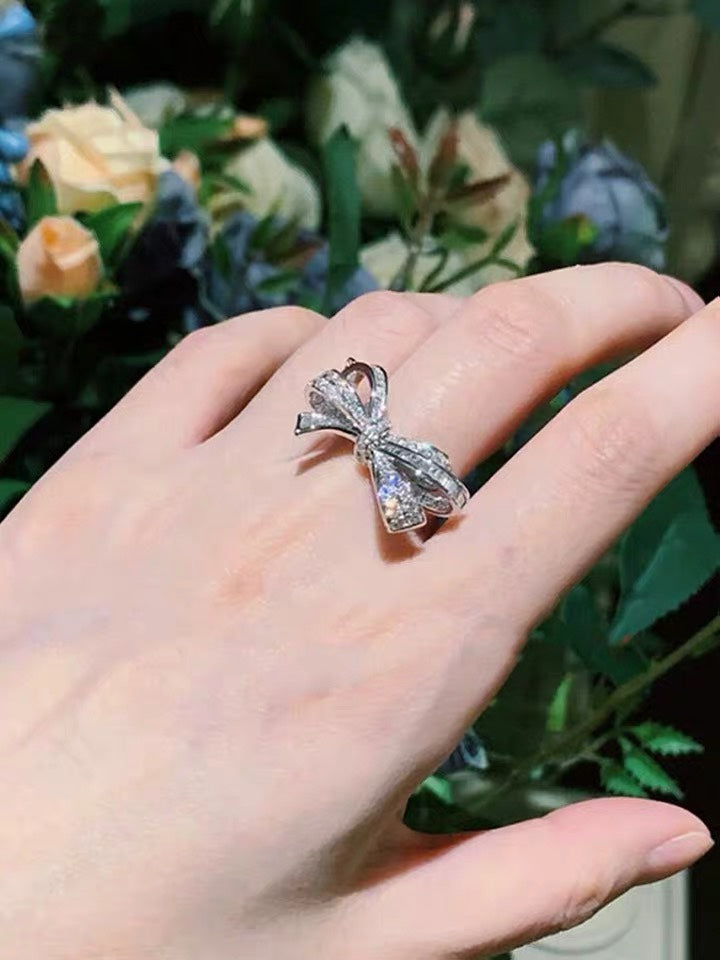 Graff Tildas Bow Double Knot Silver Cubic Zirconia Ring
