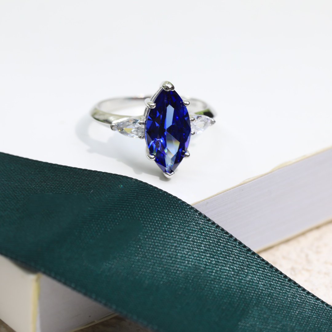 Graff Promise Marquise Cut Blue Cubic Zirconia Engagement Ring