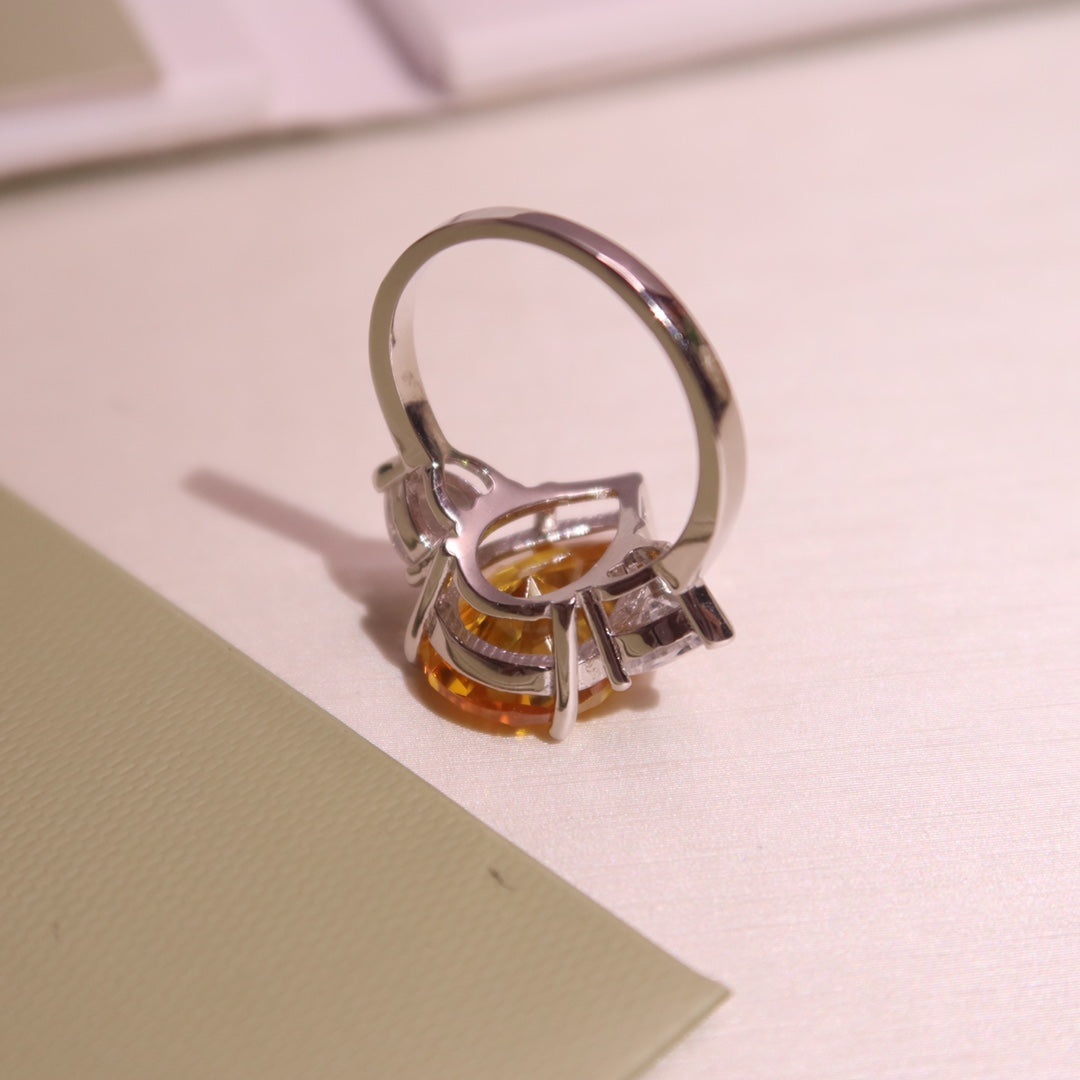Graff Promise Pear Shape Yellow Silver Cubic Zirconia Ring