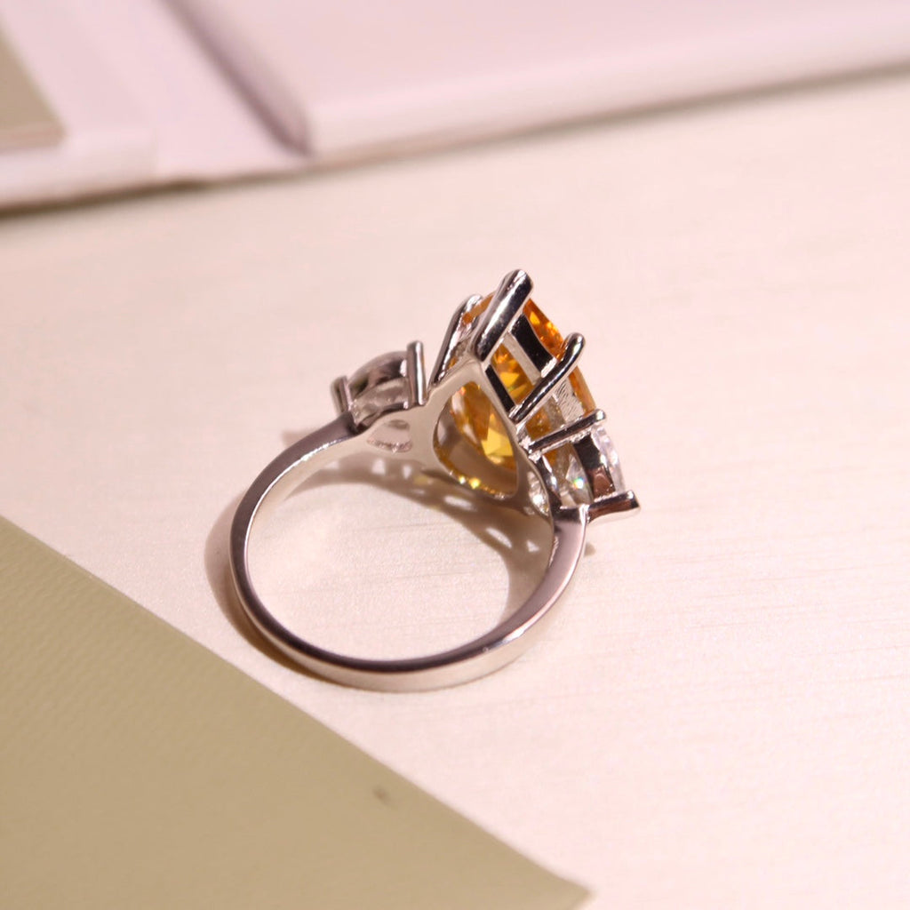 Graff Promise Pear Shape Yellow Silver Cubic Zirconia Ring