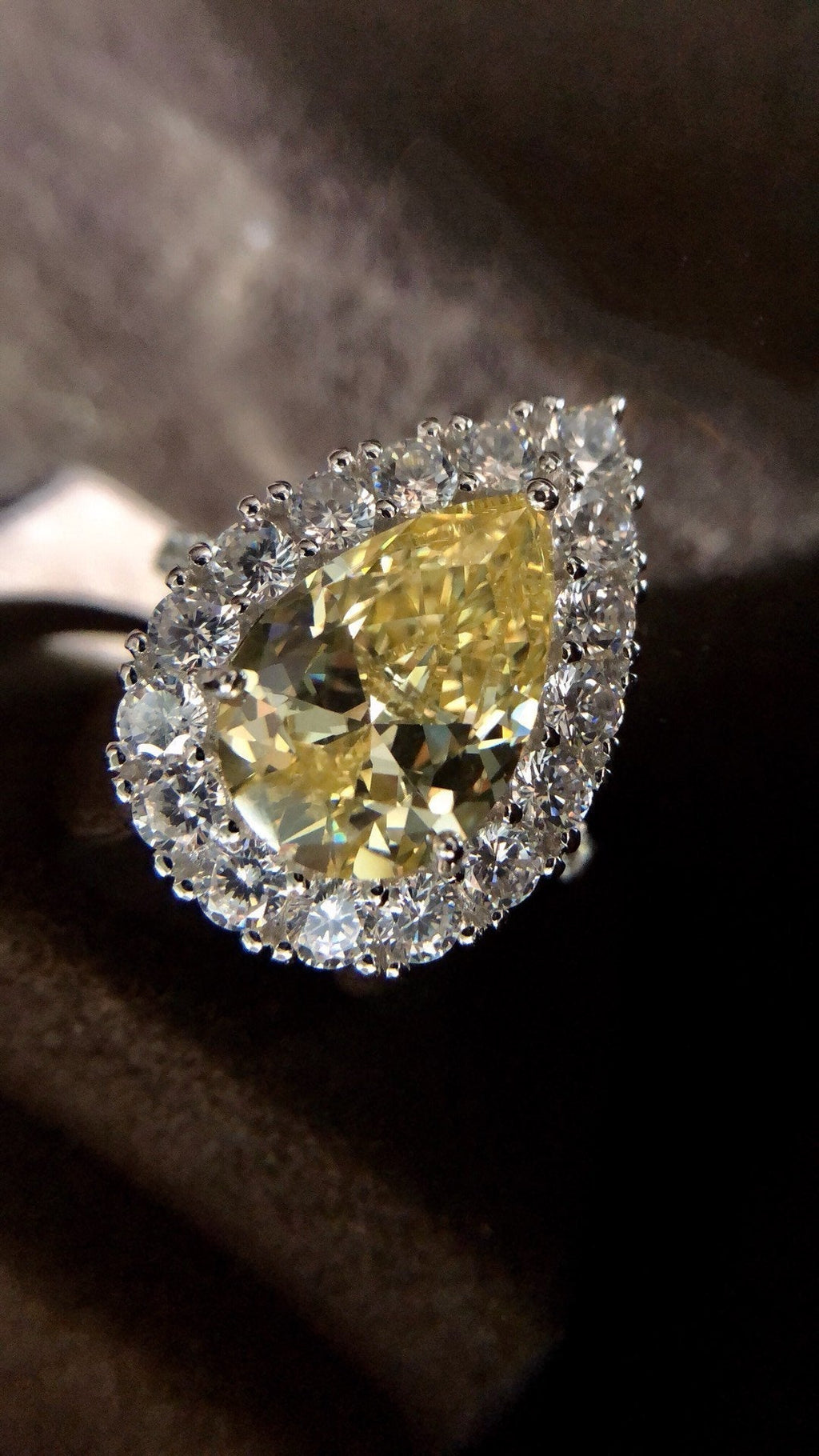 Graff Constellation Pear Shape Yellow Silver Cubic Zirconia Ring