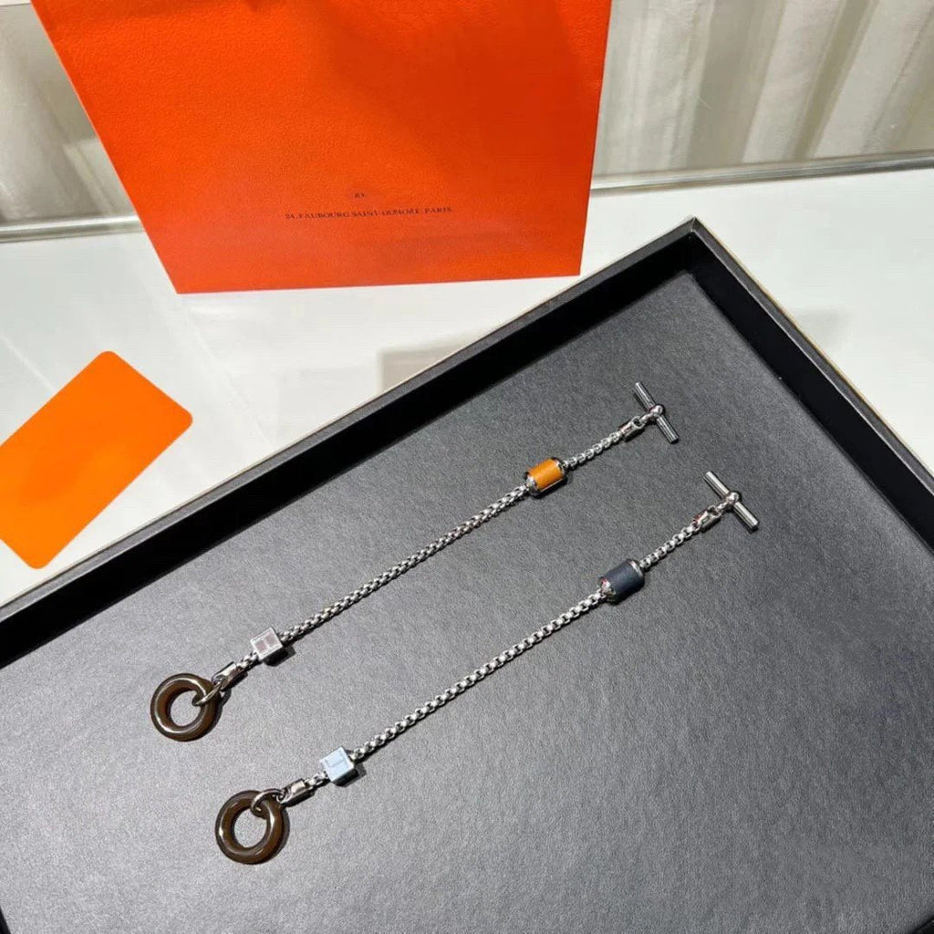 Hermes HM Black Circle Silver Bracelet