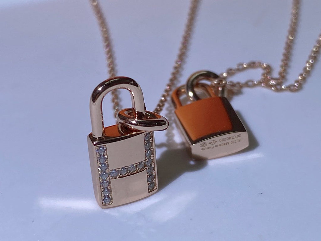 Hermes HM Advanced Niche Lock Head Necklace Cubic Zirconia