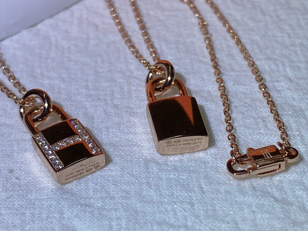 Hermes HM Advanced Niche Lock Head Necklace Cubic Zirconia