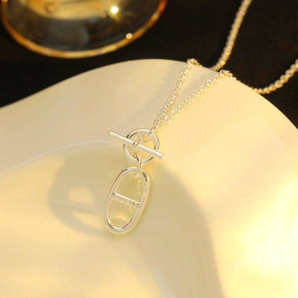 Hermes HM Chaine D'Ancre Pendant Necklace Sterling Silver