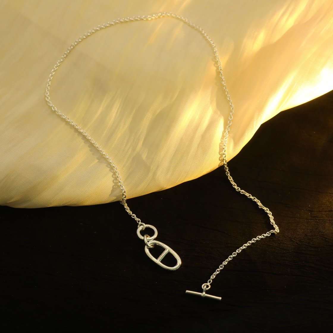 Hermes HM Chaine D'Ancre Pendant Necklace Sterling Silver