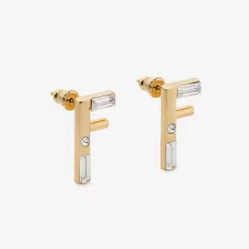 Fendi F First Earrings Gold Diamond