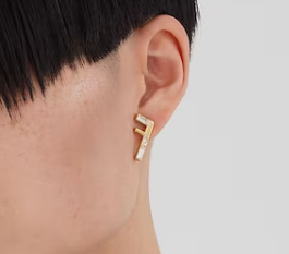 Fendi F First Earrings Gold Diamond