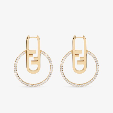 Fendi O’Lock Gold Diamond Earrings
