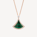 Bvlgari Dream Malachite Cubic Zirconia Paved Pink Gold Necklace